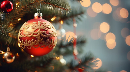 Holiday Cheer, Festive Closeup of a Decorated Christmas Tree