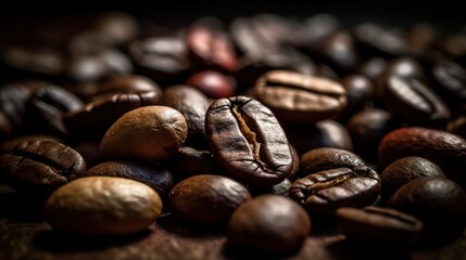 Coffee beans and cup
