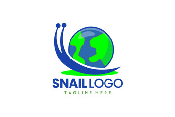 Flat modern simple logo snail earth logo template icon symbol vector design illustration