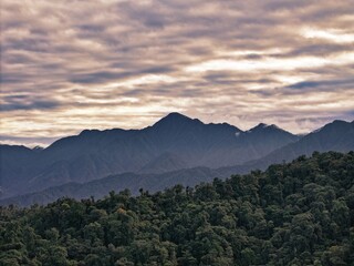 Clouds over mountains where the Amazon meets the Andes in Ecuador