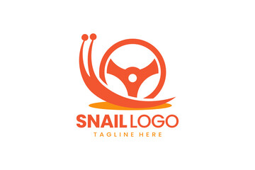Flat modern simple logo snail driver logo template icon symbol vector design illustration