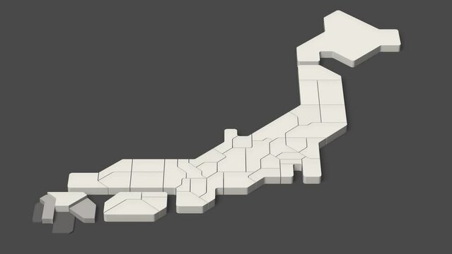 簡略化された3D日本地図のアニメーション