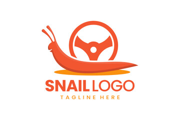 Flat modern simple logo snail driver logo template icon symbol vector design illustration