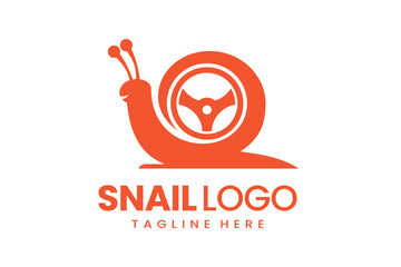 Flat modern simple logo snail driver logo template icon symbol vector design illustration