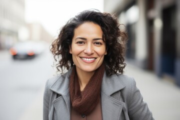 Fototapeta premium Portrait photography of a Peruvian woman in her 30s against a white background