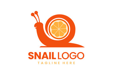 Flat modern simple logo snail orange fruit logo template icon symbol vector design illustration
