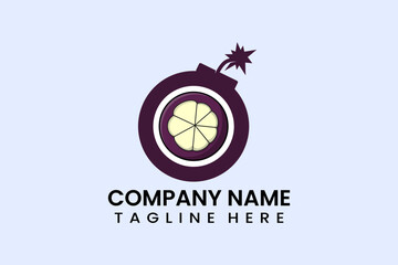 Flat bomb mangosteen logo template icon symbol logo vector design illustration