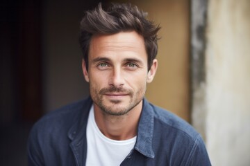 Fototapeta premium Medium shot portrait photography of a French man in his 30s against an abstract background