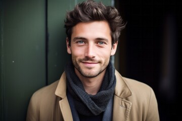 Fototapeta premium Lifestyle portrait photography of a French man in his 30s against an abstract background