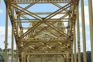 Andy Warhol Bridge in downtown Pittsburgh. Famous yellow bridges. 
