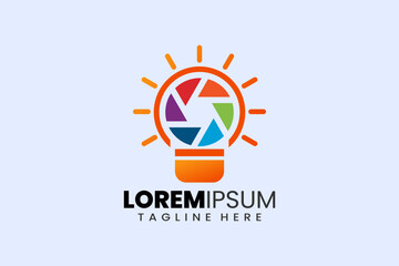 Creative camera bulb lamp logo template designs concept vector inspiration education logo symbol
