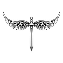 Vector sword with angel wings