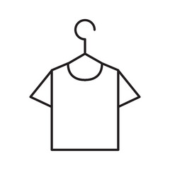Hanger with shirt outline icon, T-shirt on a hanger simple line illustration on white background..eps