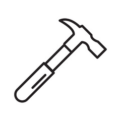 Hammer line icon, outline vector sign, flat illustration on white background..eps