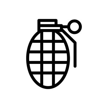 Fragmentation grenade icon vector, flat sign, liner pictogram illustration on white background..eps
