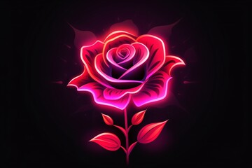 Radiant Neon style rose flower icon