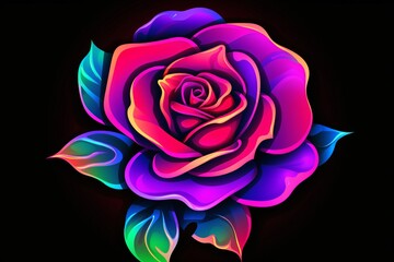 Radiant Neon style rose flower icon