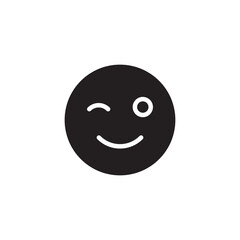 Winking face emoticon filed icon, Emoji smiley symbol, logo illustration..eps