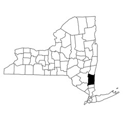 Map of Dutchess County in New York state on white background. single County map highlighted by black colour on New york map . - obrazy, fototapety, plakaty