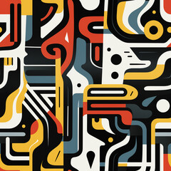 Seamless abstract artwork pattern design, original wallpaper. 