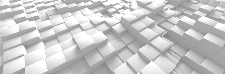 Creative abstract white cubic background. Square shapes