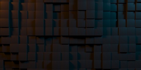 Dark color light cubes system. Abstract hightech background