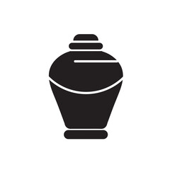 Cremation urn of ashes icon, Funeral urn filed icon flat illustration on white background..eps