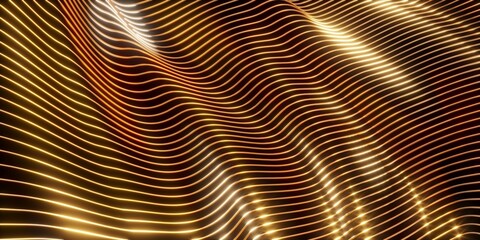 Abstract striped glossy gold background. Wave Pattern