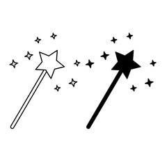 Magic wand outline and filed icon. Fairy wand simple line vector icon. flat illustration on white background..eps
