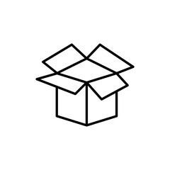 Open parcel box line icon, Packaging cardboard box symbol, flat illustration on white background..eps
