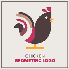 geometric chicken, bird, cartoon, animal, chicken, vector, illustration, cute