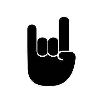 Rock and roll hand gesture, hand gesture filed flat illustration on white background..eps