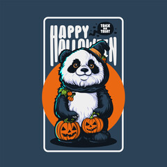 Panda Happy Halloween Illustration Vector