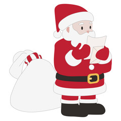 手紙を読むサンタクロース、ベクター素材