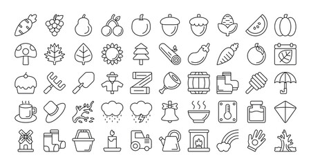 collection of autumn icons. outline icon