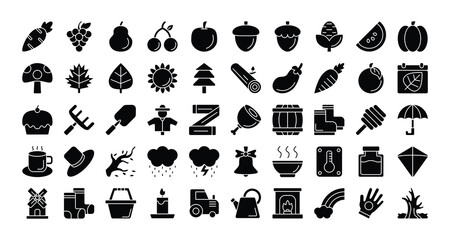 collection of autumn icons. solid icon