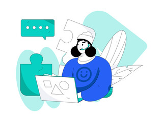 Business People Flat Vector Concept Operation Hand Drawn Illustration
