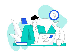 Business People Flat Vector Concept Operation Hand Drawn Illustration
