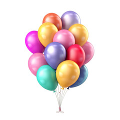 Fototapeta na wymiar 3d Realistic Colorful Bunch of Birthday Balloons Flying for Party and Celebration Isolated in White Background, Generative ai