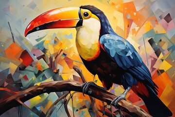 Toucan Vibrance in The Style of Abstract Expressionism. Creted with Generative AI Technology