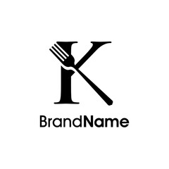 Elegant Initial K Fork Logo