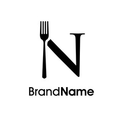 Elegant Initial N Fork Logo