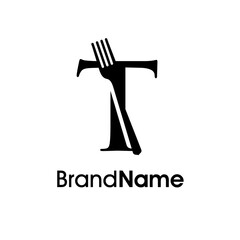 Elegant Initial T Fork Logo