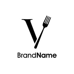Elegant Initial V Fork Logo