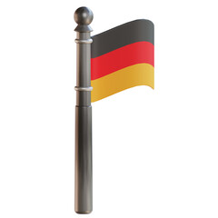 3d illustration flag of germany on a pole