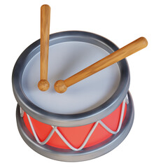 3d illustration drum and a wooden stick