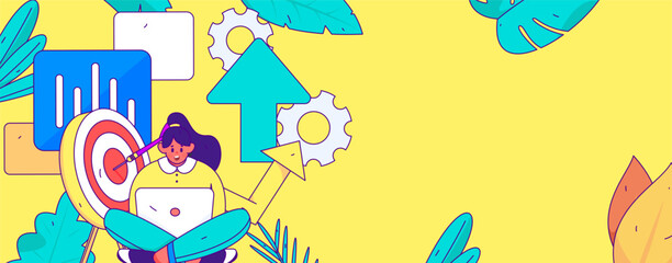 Fototapeta premium Business People Flat Vector Concept Operation Hand Drawn Illustration 