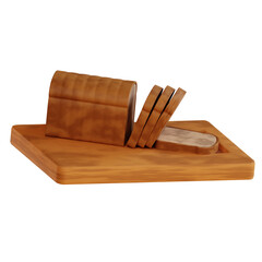 3d illustration bread loaf made of wood