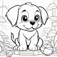 Immersive Coloring Activity: Kids' Playful Puppy Art in 3D