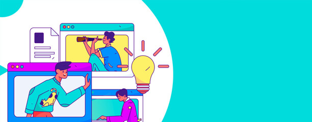 Business People Flat Vector Concept Operation Hand Drawn Illustration
